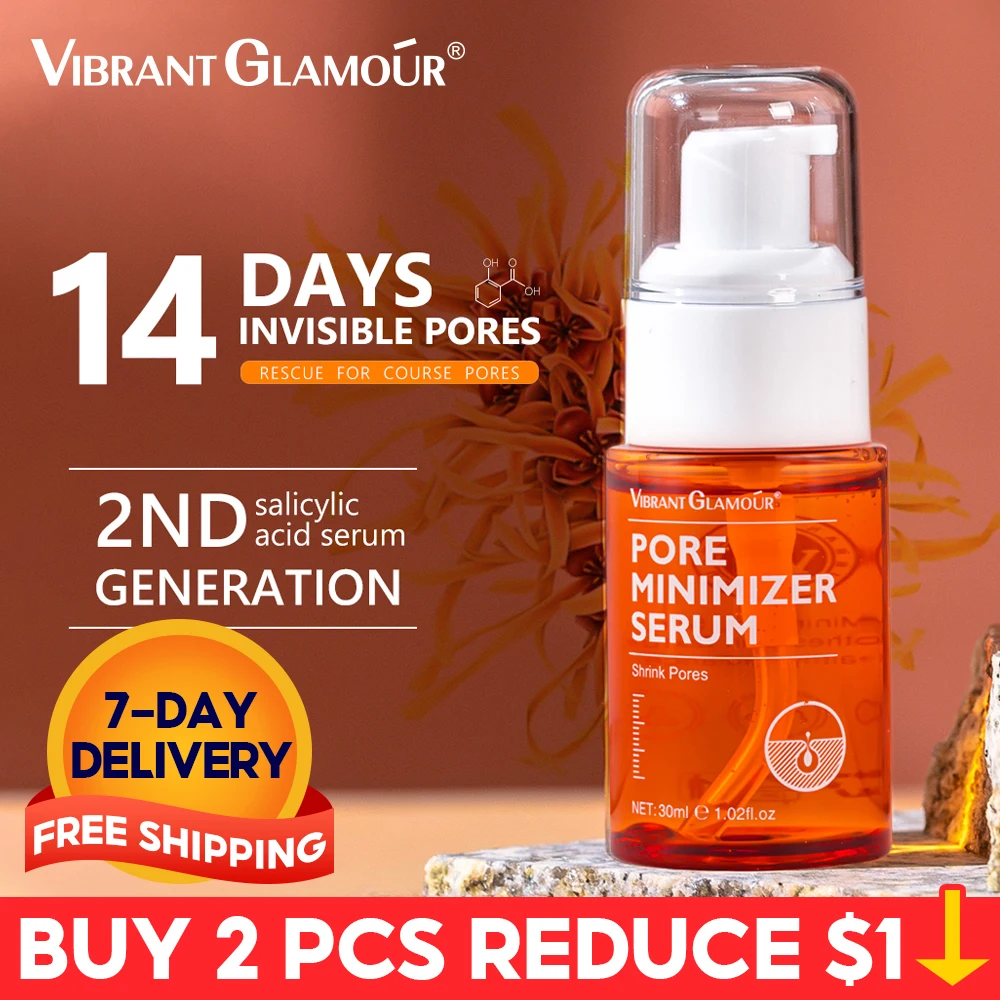 VIBRANT GLAMOUR Shrink Pore Minimizer Serum Salicylic Moisturizing Whitening Oil Control Remove Blackhead Acne Facial Care 30ml vibrant glamour shrink pore minimizer serum salicylic moisturizing whitening oil control remove blackhead acne facial care 30ml