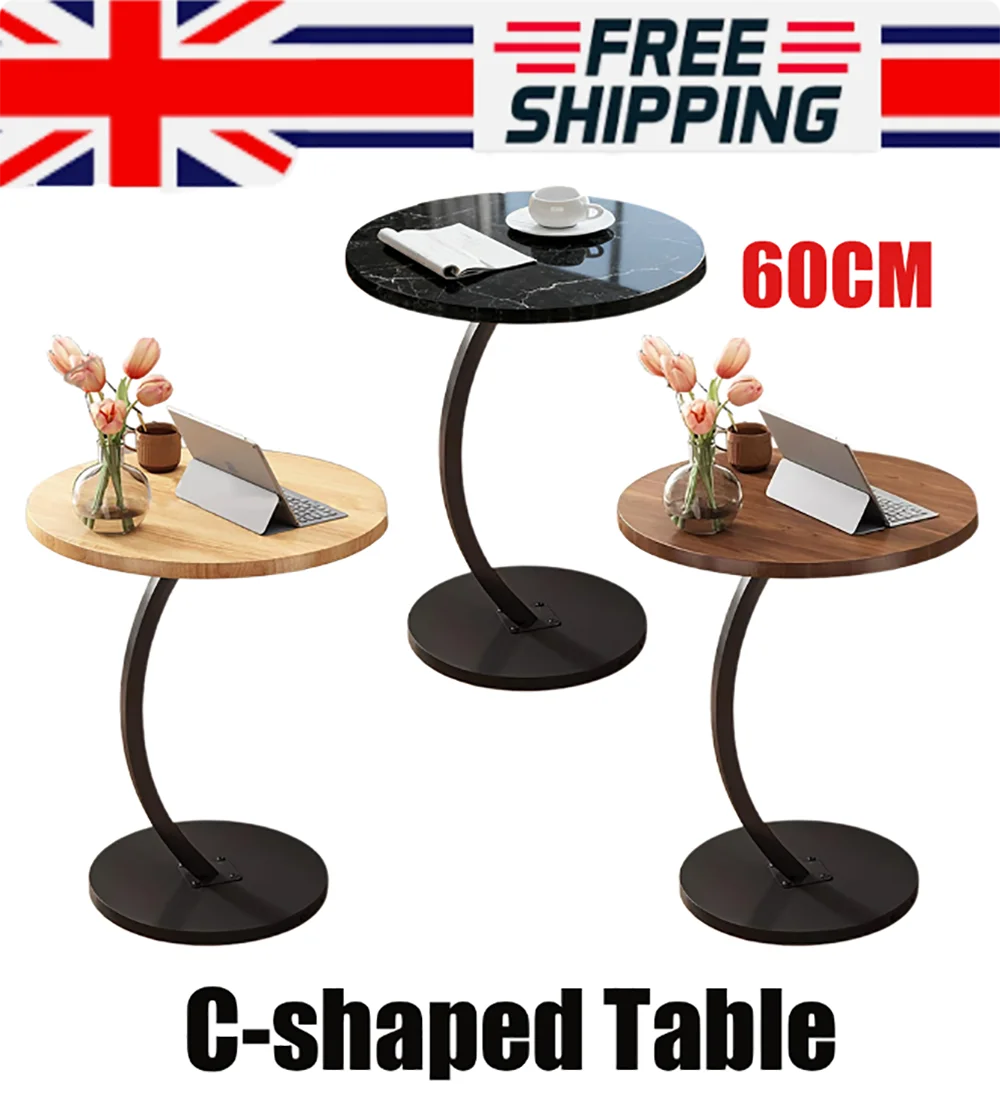Modern lightweight luxury coffee table, round flower bedside table, C-shaped portable side table for the living room sofa