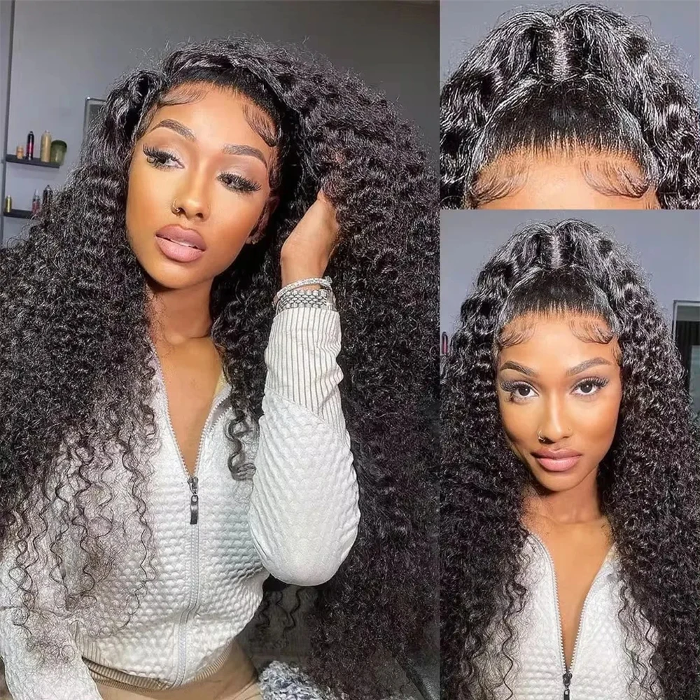 250 Density Kinky Curly 13x6 HD Lace Frontal Wig 38Inches Precut Glueless Kinky Curly Wigs Human Hair  360 Full Lace Front Wig