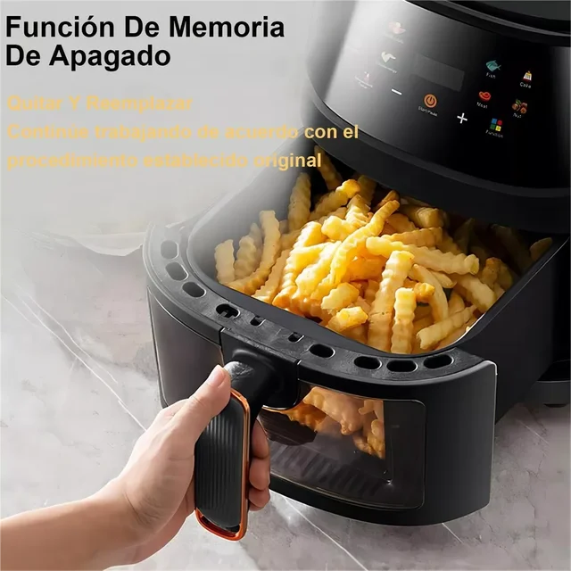 Friggitrice ad aria 1400W 8L senza olio Programmabile per uso domestico Smart LED Touch AirFryer Ciclo termico Forno Fornello Patatine fritte Pollo 3