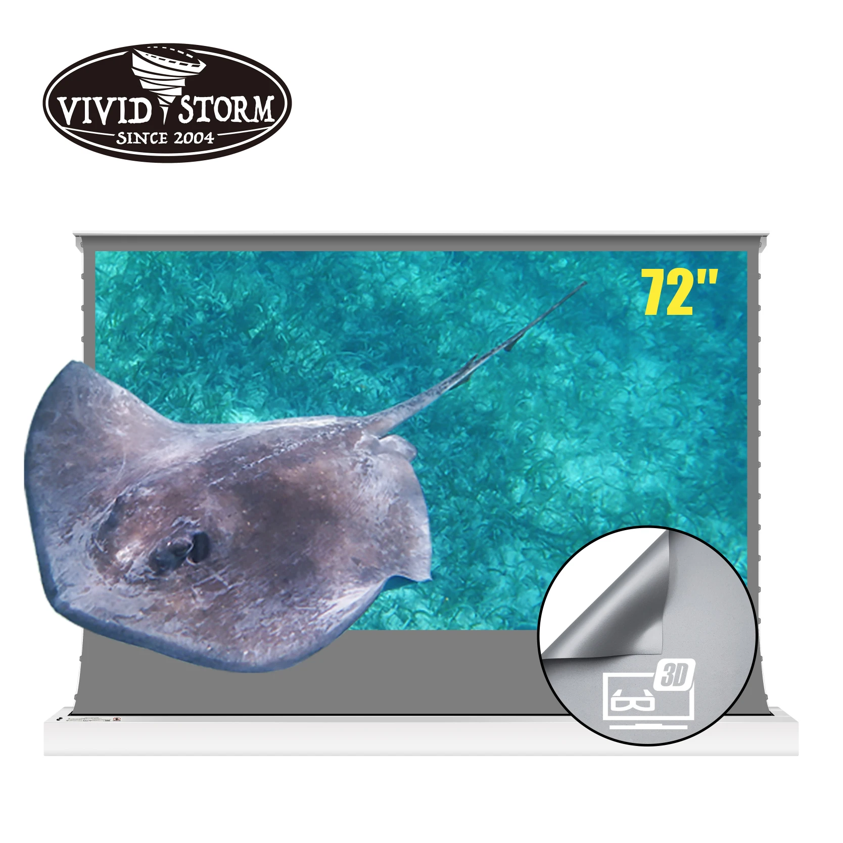 Vividstorm 72 Pollici S Alr Elettrico Schermo Per Proiettore Portatile Ossidiana 3D Luce Ambientale A Lancio Lungo Che Respinge Per Proiettore Normale