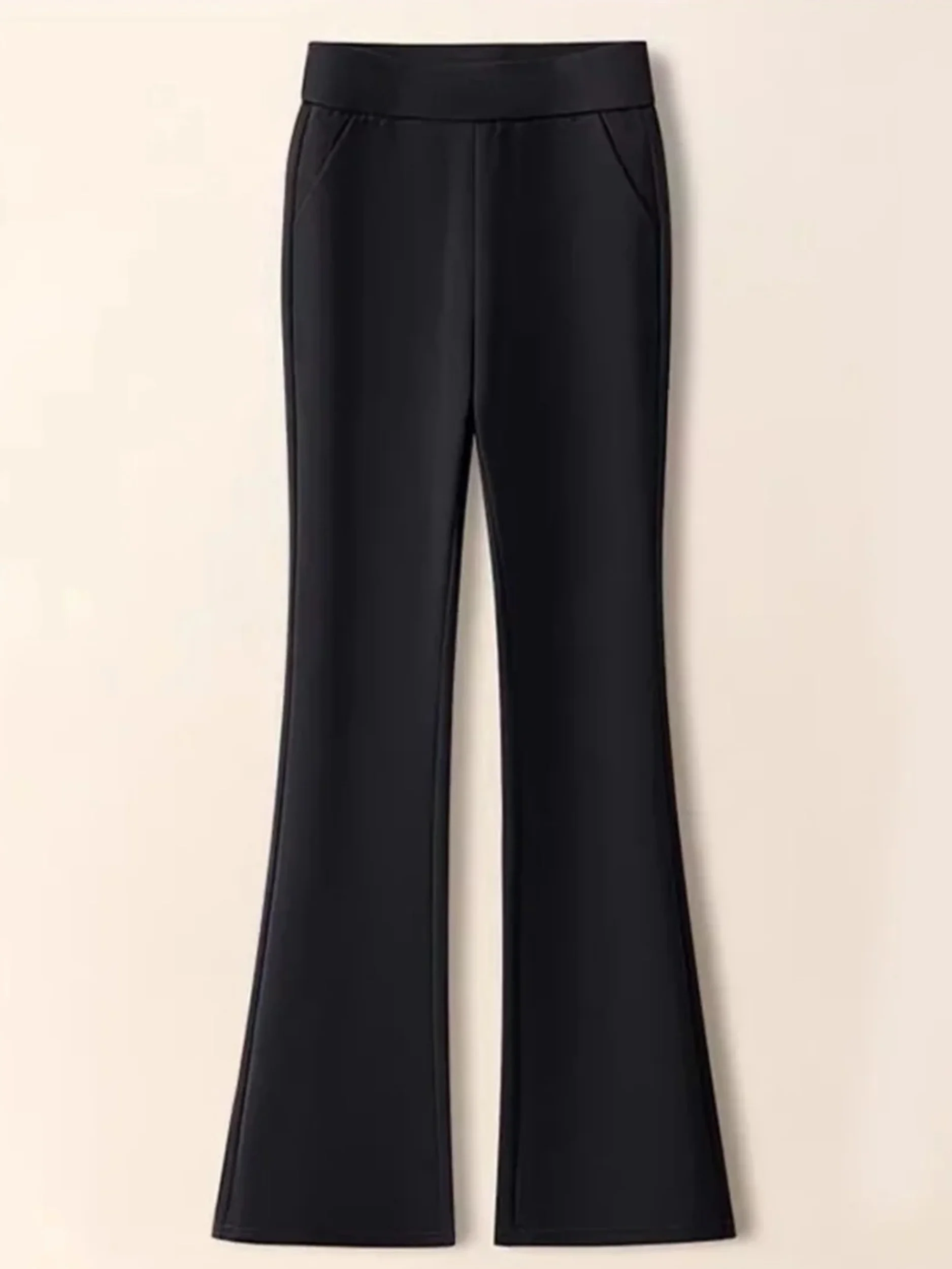 1 Pair of Solid Color Winter/Autumn Flared Pants, Yoga Pants, High-Waisted Flared Leggings, Women's Fitness Pants, Outerwear 1