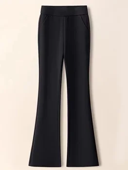 1 Pair of Solid Color Winter/Autumn Flared Pants, Yoga Pants, High-Waisted Flared Leggings, Women's Fitness Pants, Outerwear 1