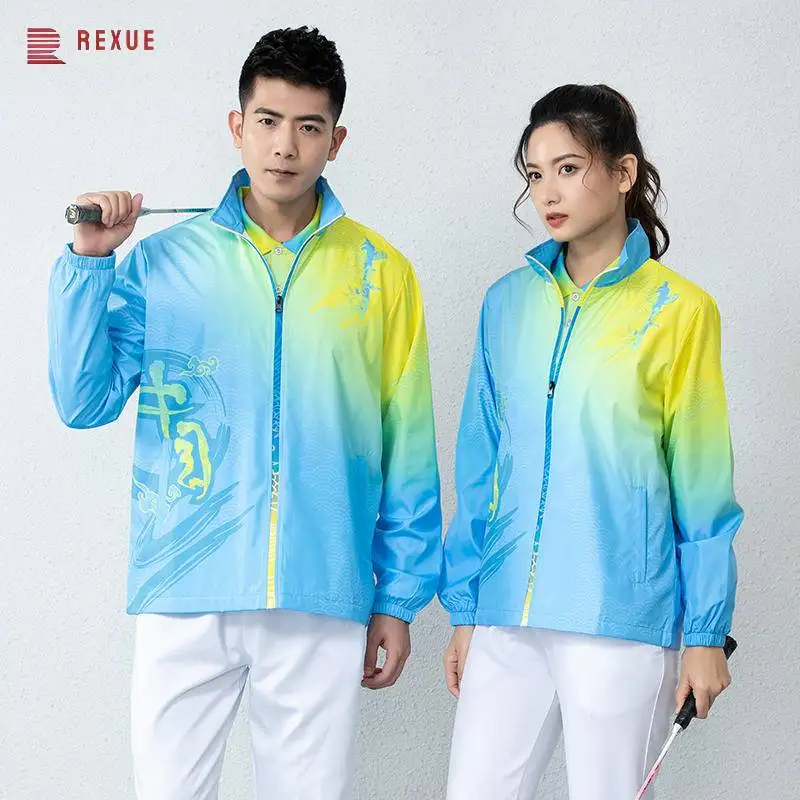 UNISEX Badminton Tracksuit Jacket Winter Autumn Men Women China Dragon Tennis Sport Jacket Coat Customize Training Sweatsuit
