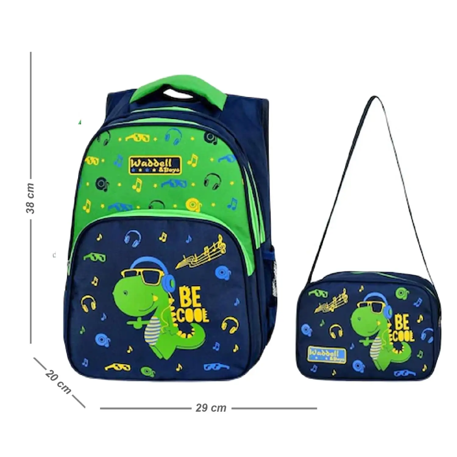 Waddell Dinosaur Pattern Kids Backpack and Lunch Box , Backpack Waterproof Package Student School Stationery, High Quality Brand