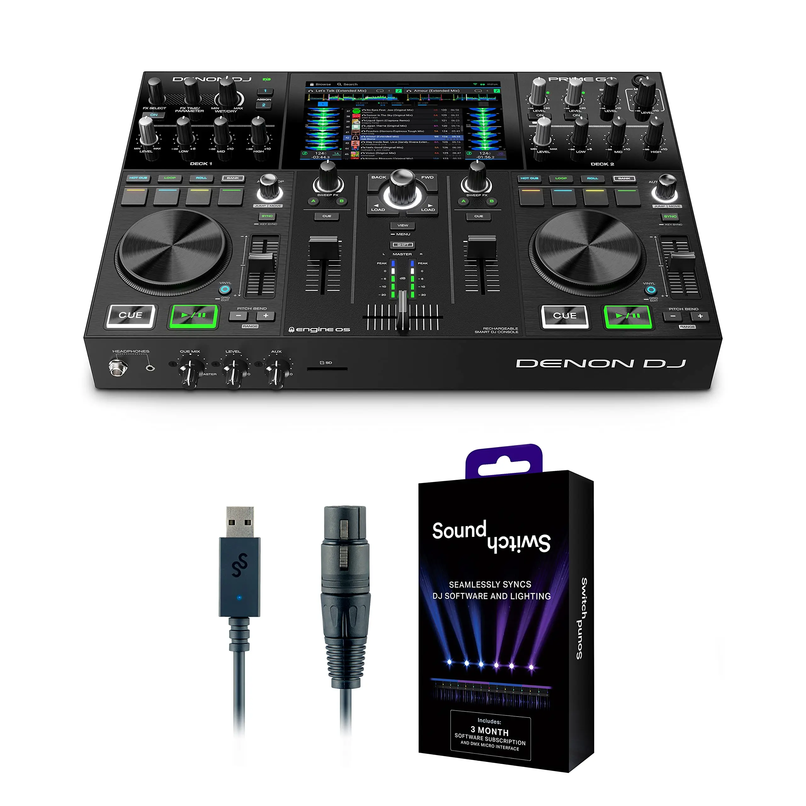 

Большая скидка, продажа, портативный DJ контроллер и микшер Denons DJ PRIME GO с 2 террасами, Wi-Fi потоковая передача, 7-дюймовый сенсорный HD-экран