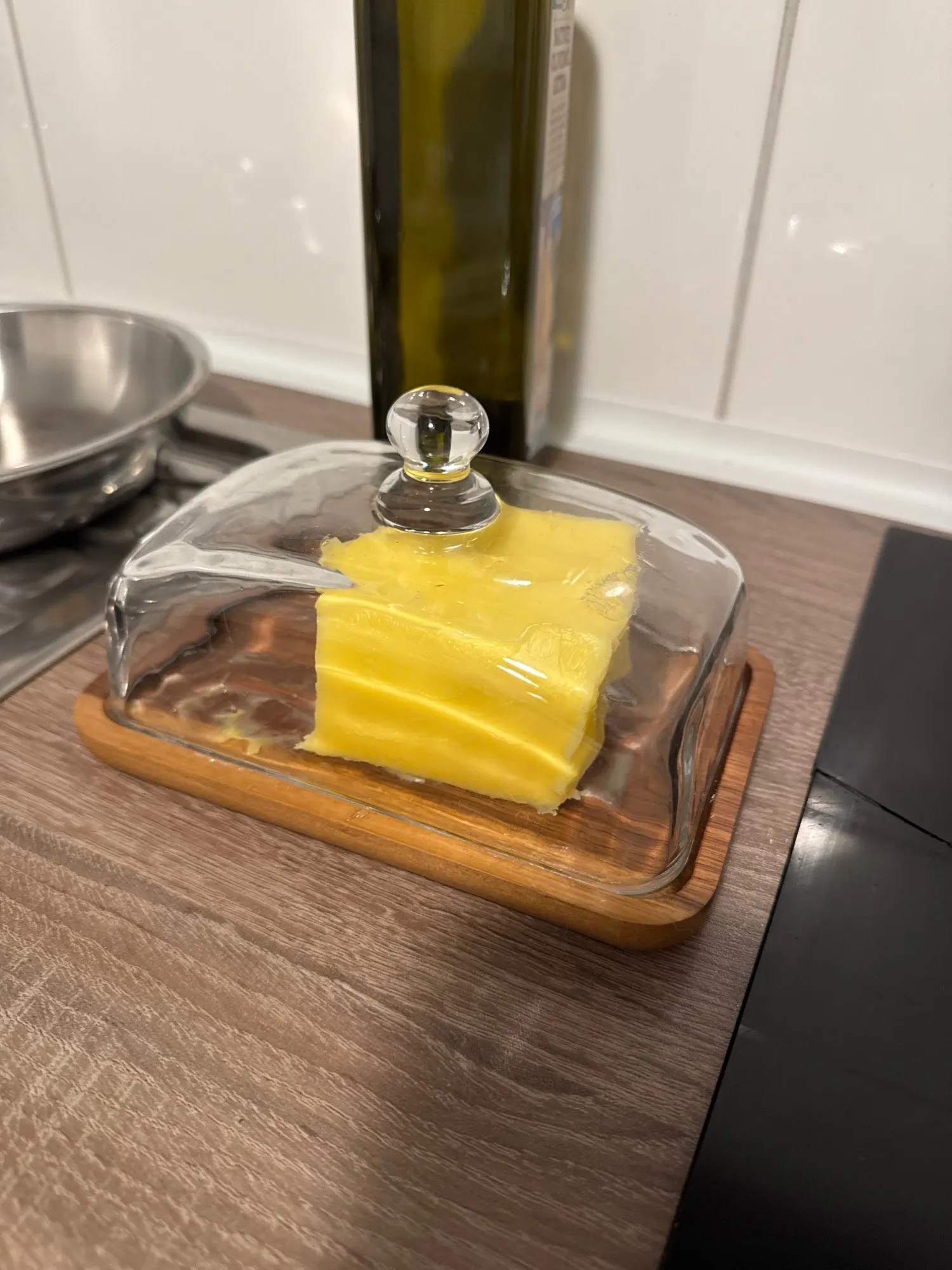 Butter Dish With Glass Lid Butter Container For Countertop, Pastry Fruit Cake Dessert Presentation Tray For Dessert Cream Cheese photo review