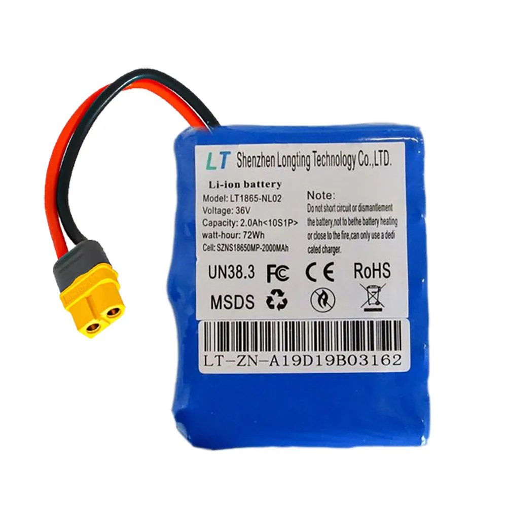 36V 2000mAh 2Ah 72Wh Li-ion Battery LT1865-NL02 Battery for Hoverboard 2  Wheel electric Scooter electric Scooter with xt60 female connector -  AliExpress