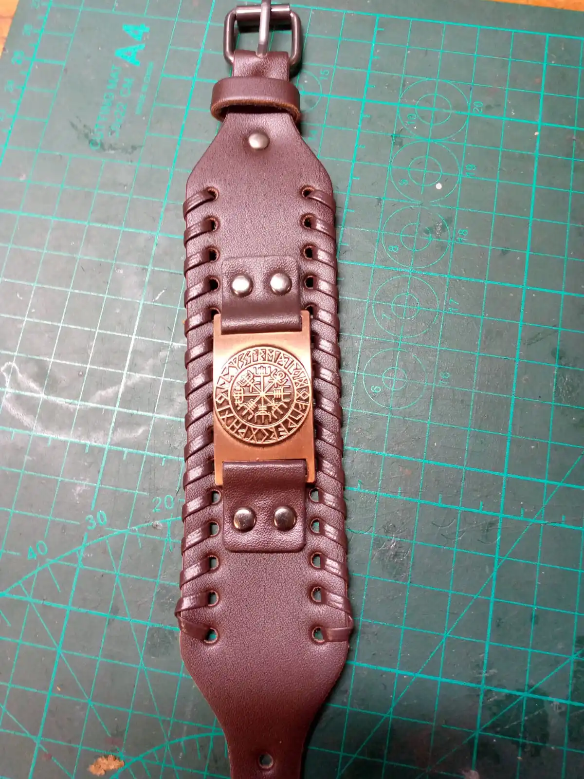 Leather Viking Compass Bracelet – Norse Vegvísir Jewellery