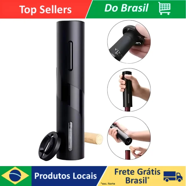 Abridor Saca Rolhas Garrafa De Vinho elétrico Automático a Pilhas