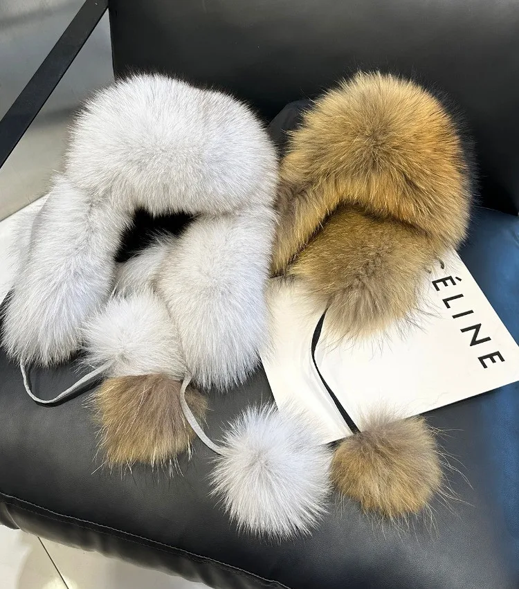 

Fox Hair Lei Feng Hat Female Slimming Ski Hat Parent-Child Fur Hat Autumn And Winter Ear Protection Warm Fur Wind And Snow Hat