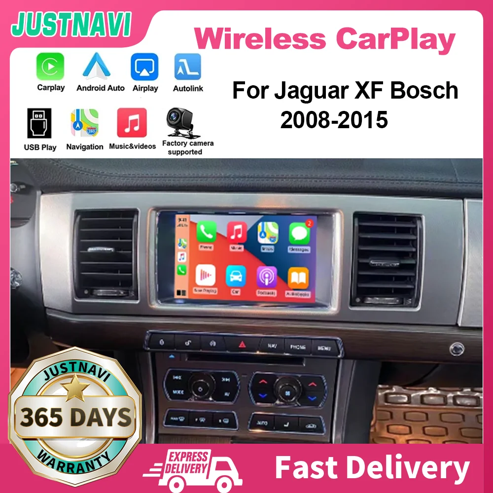 

JUSTNAVI Wireless Apple CarPlay Retrofit Box For Jaguar XF Bosch 2012 2013 2014 2015 Android Auto Module with Mirror Function