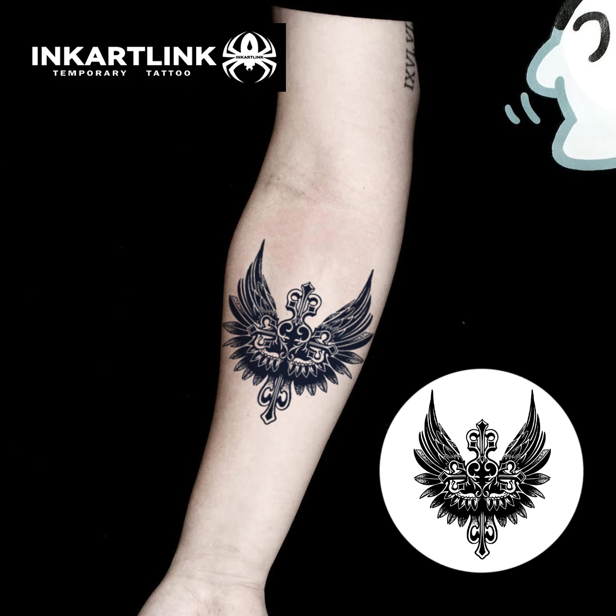Adesivo per tatuaggio temporaneo con croce e ali, tatuaggio magico  impermeabile, dura fino a 15 giorni di tatuaggio finto, tatuaggio  semipermanente - AliExpress, image size:1200x1200