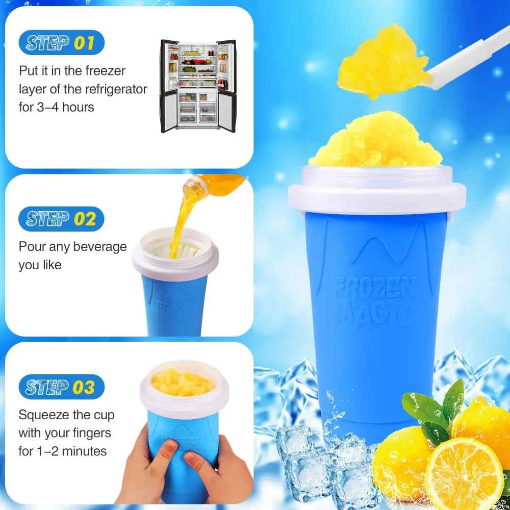 1pc Silicone Sand Ice Cup Pinched Sand Ice Cup Crushed Summer Shaker Home Squeeze Cup Milkshake Bottle smoothie cup