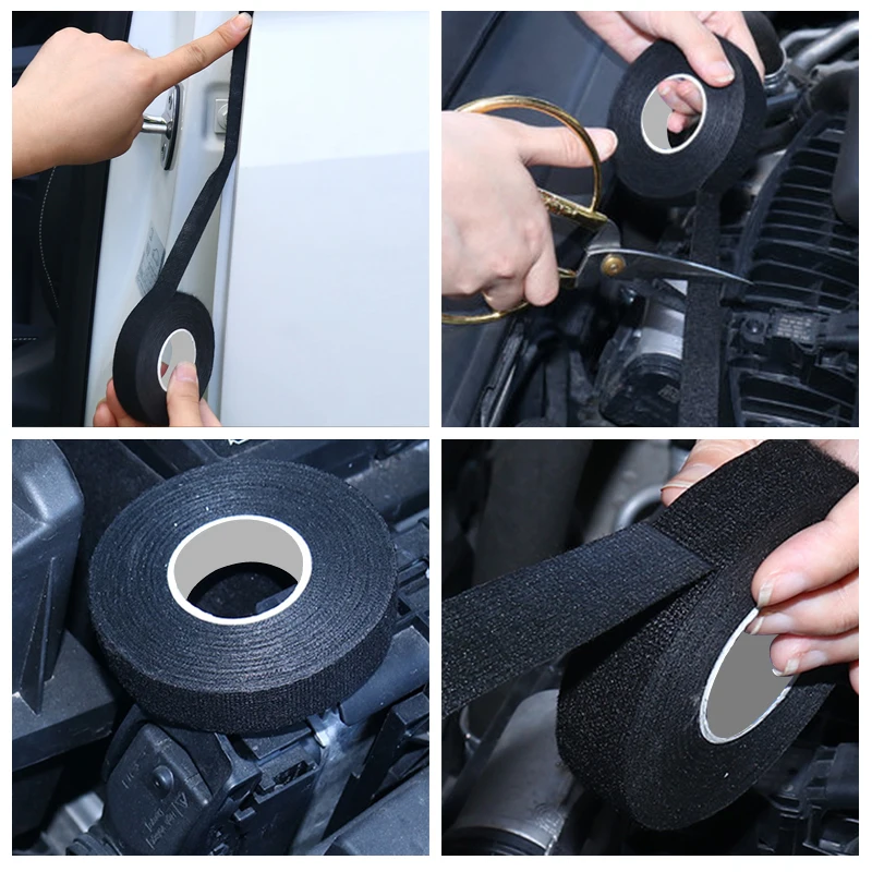 Heat-resistant Adhesive Cloth Fabric Tape For Car Auto Cable Harness Wiring Loom Protection Width 19/25MM Length 15/25M adhesive cloth tape wiring harness tape automotive wiring tape car adhesive tape