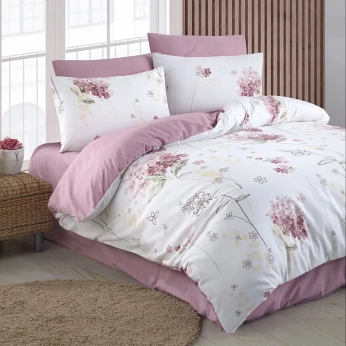 LilacFlowerPatternedCoverSetDoubleTwinQueenBeddingSet