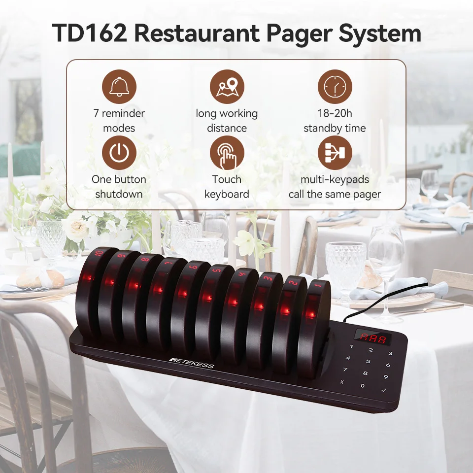 Retekess-ワイヤレスレストランの呼び出しシステム、td162