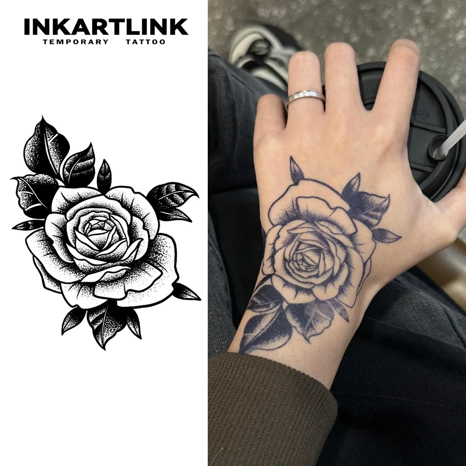 Acquista NUOVO 1 Pz Tatuaggio Temporaneo Nero Girasole Peonia Fiore Adesivo Tatuaggio Tatuaggio Temporaneo Femminile Trasferimento Dell'acqua Stampa Impermeabile Tatuaggio Finto Donna In Italia A Partire Da 0.76 - Foto 7