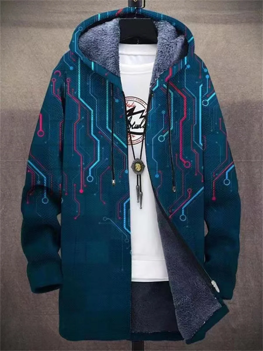 Men's jacket warm sports coat zipper shirt winter ski street casual 2023 new warm fashion retro graffiti outdoor trendy jacket