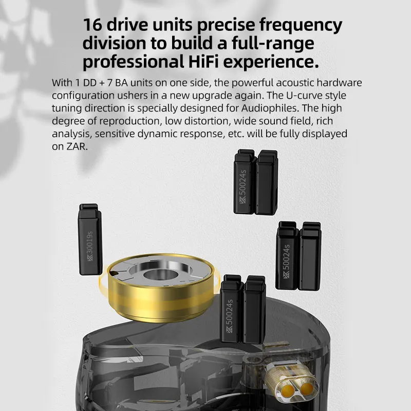 KZ ZAR Ż ̾ 1DD + 7BA ̺긮  HIFI Bass ̾ ̾  ,    