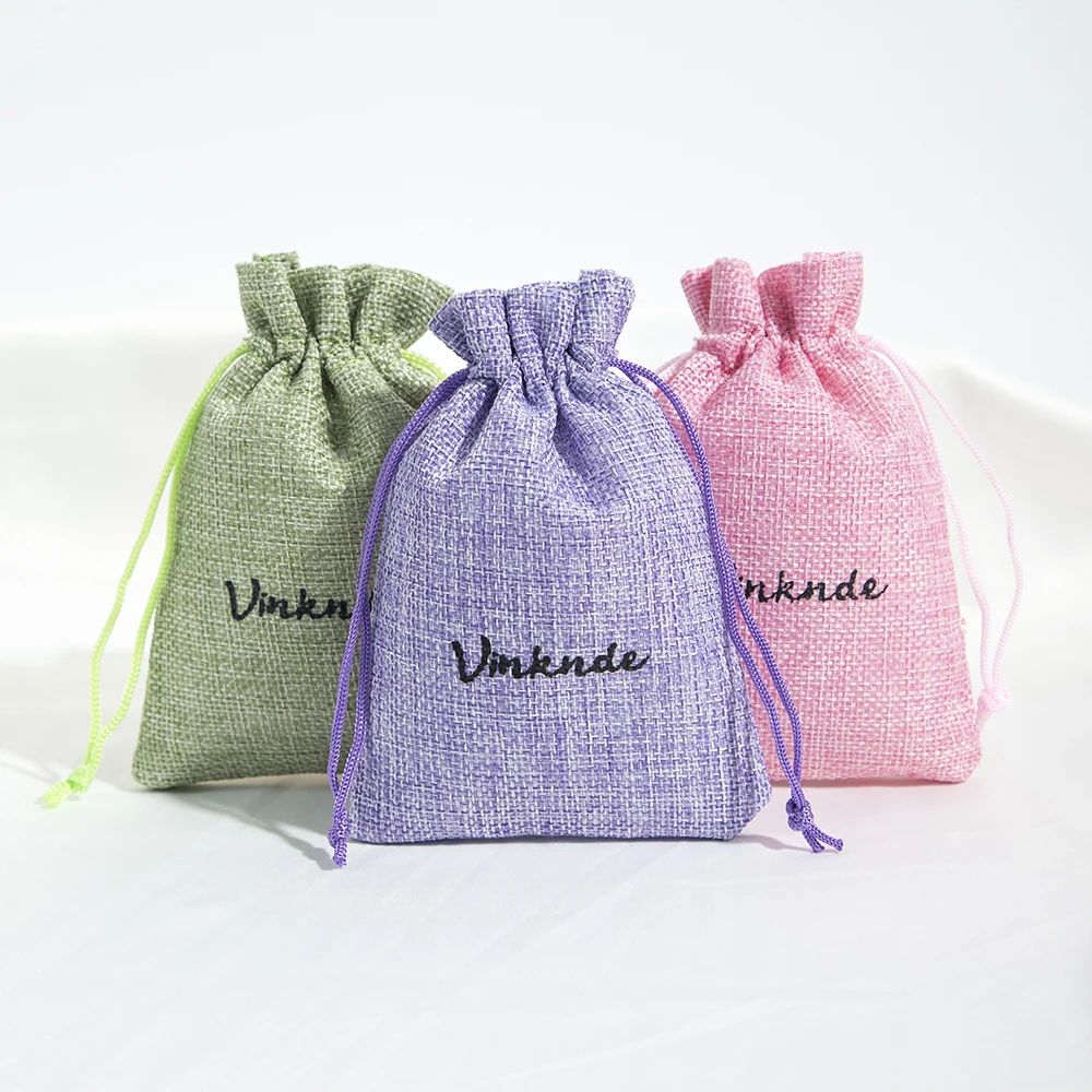 Personalisierte Logo-Jute-Geschenktasche mit Kordelzug, wiederverwendbare kleine Schmuckverpackung, natürliche Leinen-Jute-Hochzeitsgeschenkbeutel – Detail 8
