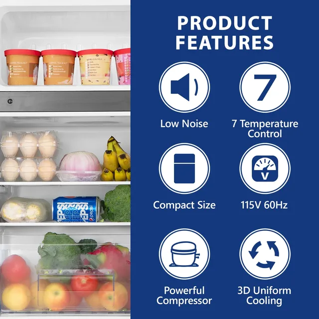 SIMZLIFE Mini Fridge with Freezer, 3.15 Cu ft Two Door Compact Small Fridge Adjustable Removable Shelves,For Bedroom/Dorm/Office 2