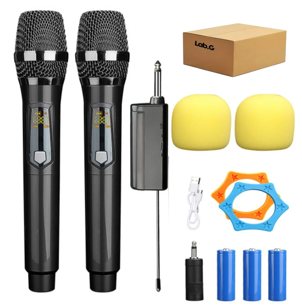 Micrófono Inalámbrico Profesional Kit 2pcs Color Negro Lab.G