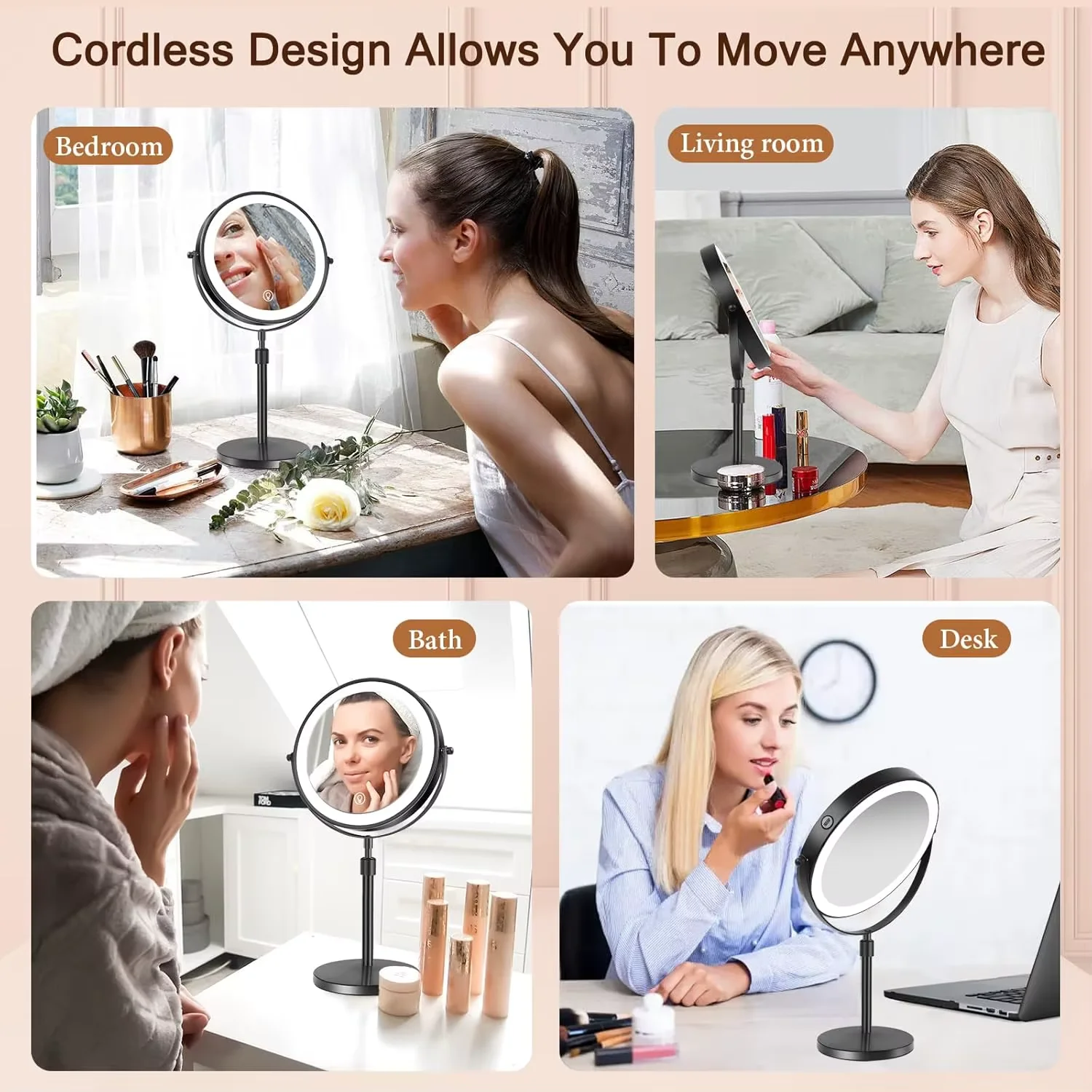 Lighted Makeup Mirror 1x To 10x Magnification Tabletop Vanity - Image 17