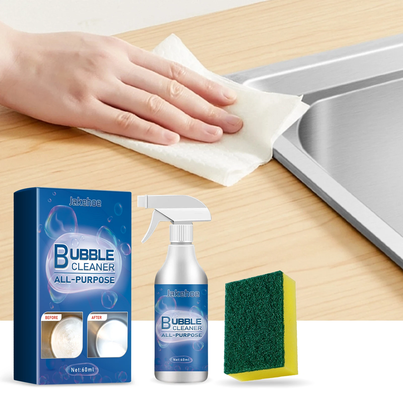 Jakehoe Multi-purpose Household Bubble Cleaner Rapidly Penetrate Clean Surface Suit Kitchen Stove Tile Heavy Oil Grease Remover