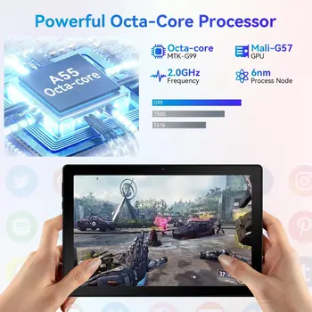 10.1 Inch Android 14 Tablet 12GB RAM 64GB ROM Widevine L1 Compatible IPS HD Screen with Protective Case Stylus Keyboard Mouse 3