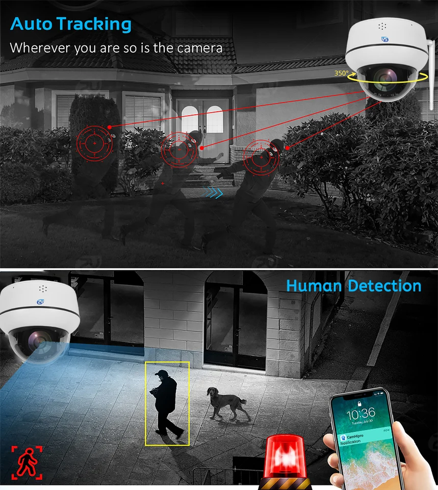 5MP Wifi Dome PTZ 5X Optical Zoom IP Camera Humanoid Tracking Two-way Talk Wireless Home Security Surveillance Cameras_voghion.com