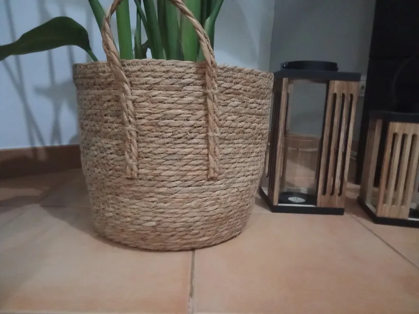 1PC Nordic Handmade Straw Woven Flower Pot Planter Basket Laundry Dirty Clothes Storage Potted Garden Green Plant Flower Holders photo review