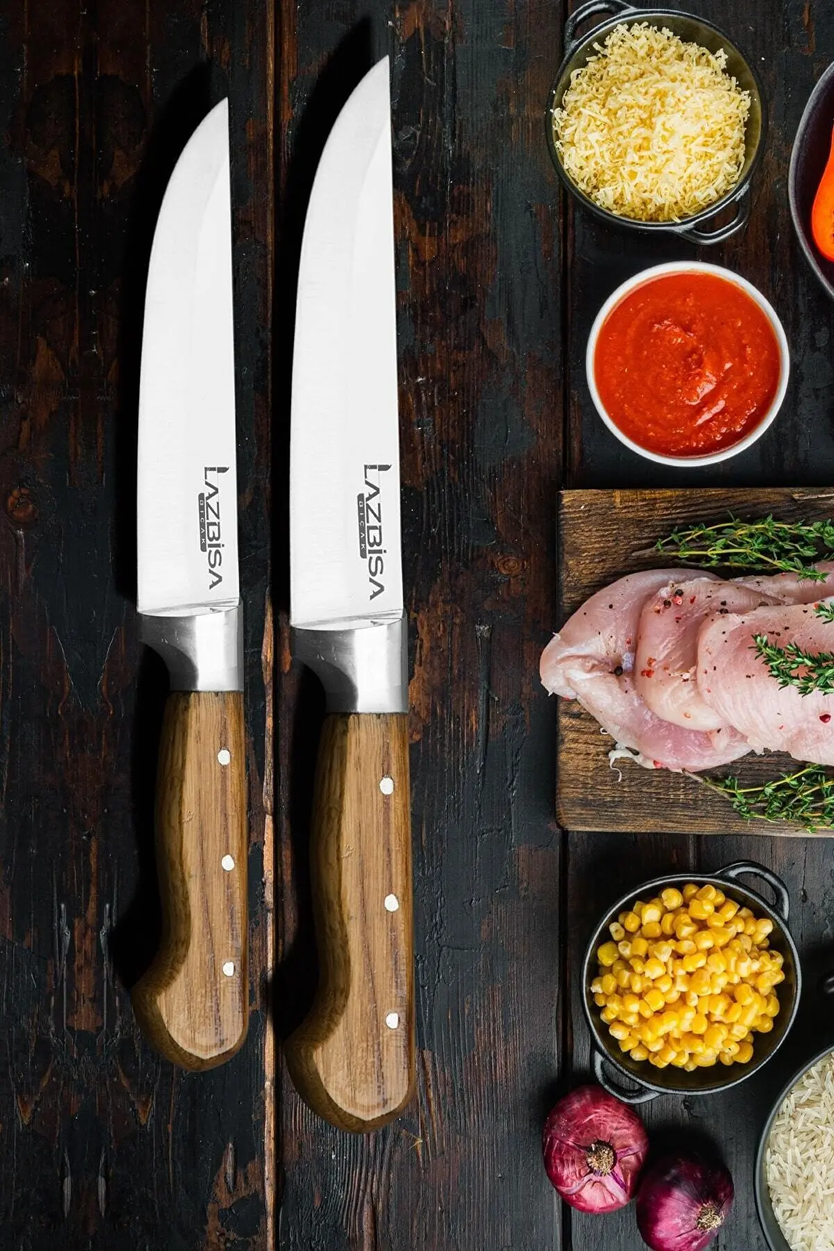 

Kitchen Knife Set 2 Pcs. Stainless Steel Kitchen Accessories Meat Bread Vegetables Fruits Sharp High Quality Home Chef