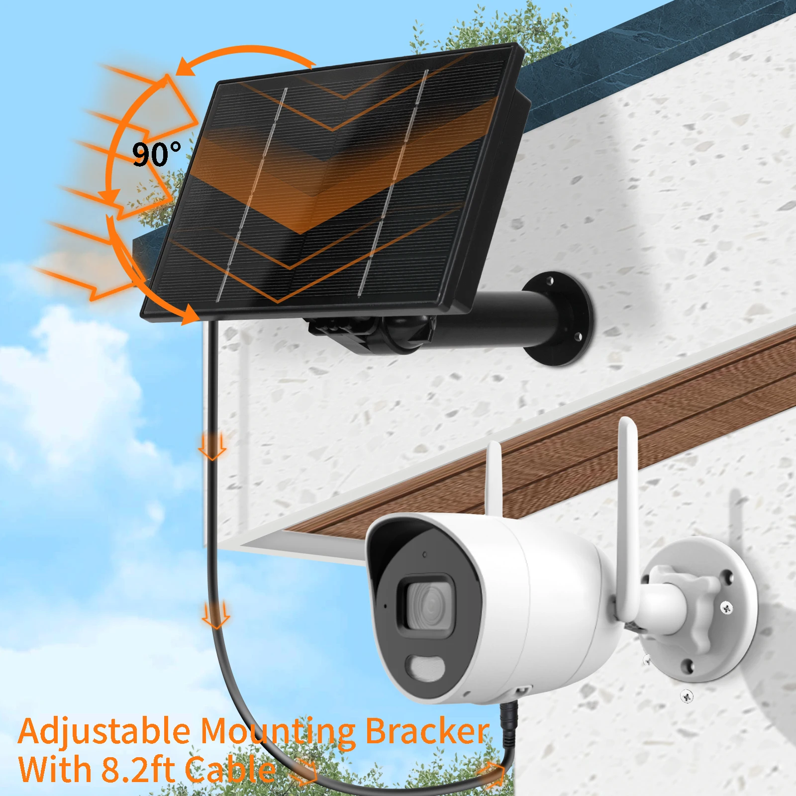 Carregador de Painel Solar com Bateria Recarregável Embutida Banco de Potência para Câmera ip 4w 5v 6v Usb Saída tipo c 18650 ao ar Livre