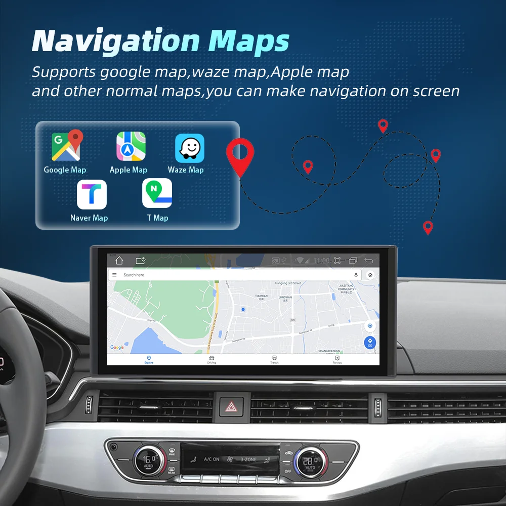 Pantalla táctil Android 14 Qualcomm Wireless Carplay para Audi A4 A5 Q5 B9 2016 2017 2018-2022 Radio Multimedia Sistemas Inteligentes 7