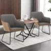 Leisure Chair Dining Chair Integrated Modern Leather Splicing Linen Comfortable Decorative Chair Metal Leg Cushioned Office 1pc 2