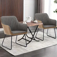Leisure Chair Dining Chair Integrated Modern Leather Splicing Linen Comfortable Decorative Chair Metal Leg Cushioned Office 1pc 2