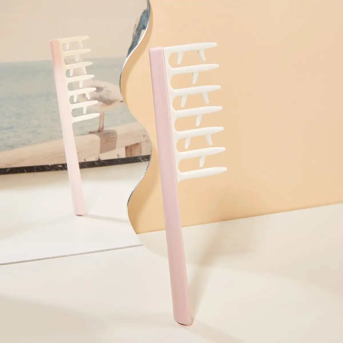 LMLTOP 헤어 솜털 빗, 헤어 루트 빗질, 미용 재봉 빗, 넓은 치아 빗, 살롱 두피 마사지, Z 모양 빗질 브러시 