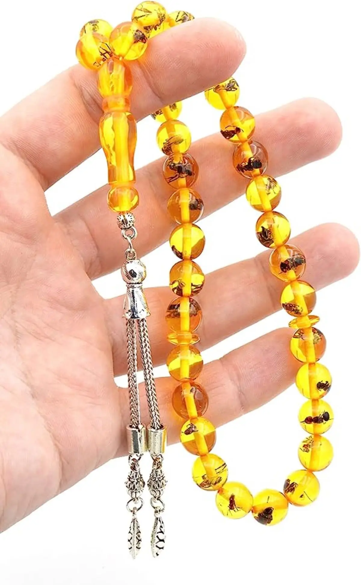 Tasbih Beautiful Fossil Custom Tasbihs Amber Beads Customize Prayer Beads Real Ants Insect Rosary 33 Stone Artifier