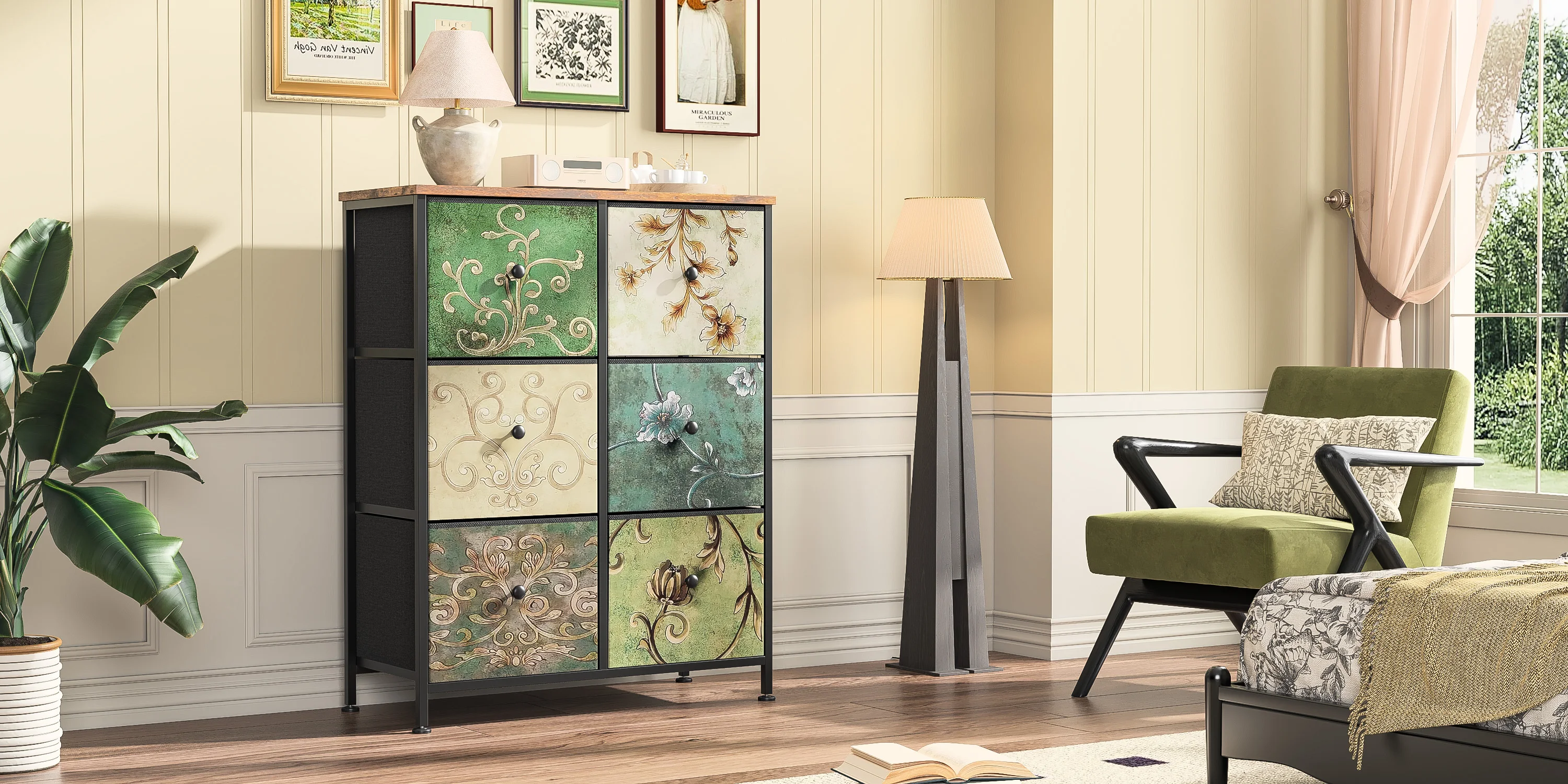 Praktischer Stoffschrank mit 6 Schubladen, Aufbewahrungseinheit, Buffet-Organizer, praktisch für Schlafzimmer, Wohnzimmer, Flur – Detail 1