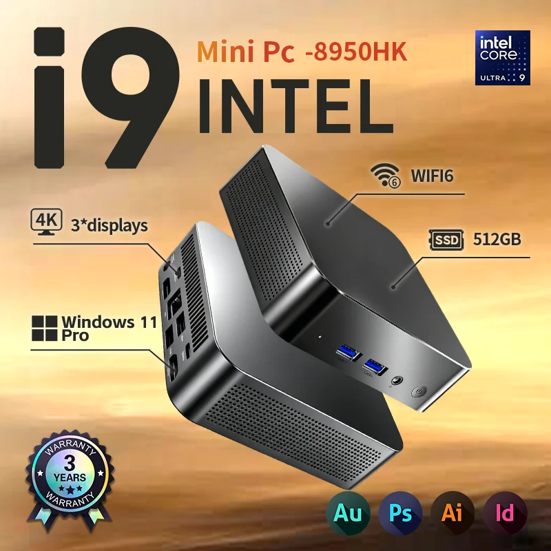 Mini PC Intel Core i9 8950HK/core i3 6100U 16GB DDR4 1/2TB SSD PC Windows 11 UHD Graphics Pocket PC 4K HD