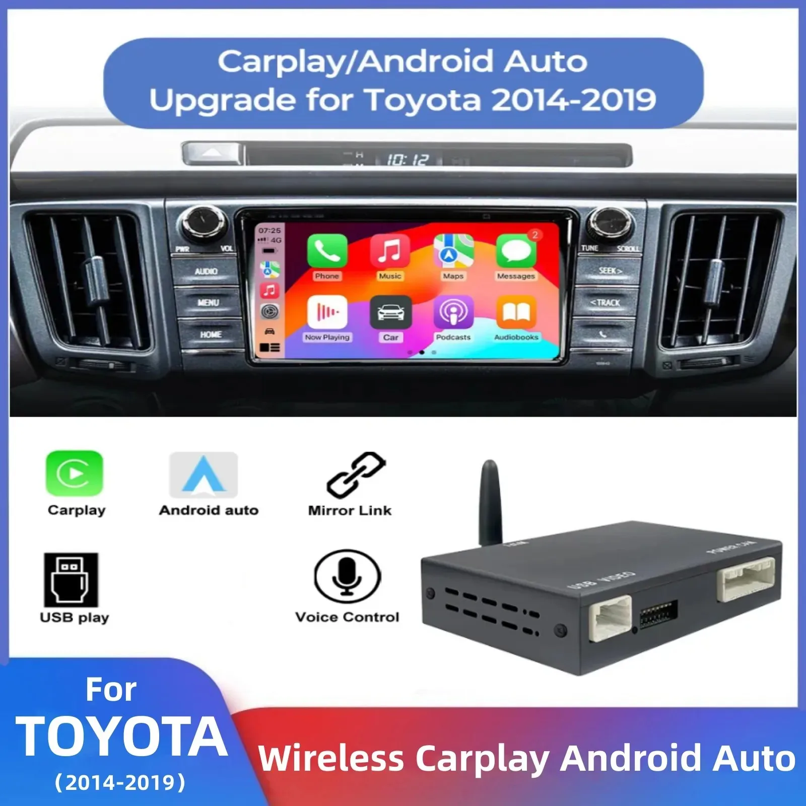 Wireless Apple Carplay Android Auto For TOYOTA Touch 2 CHR Avalon