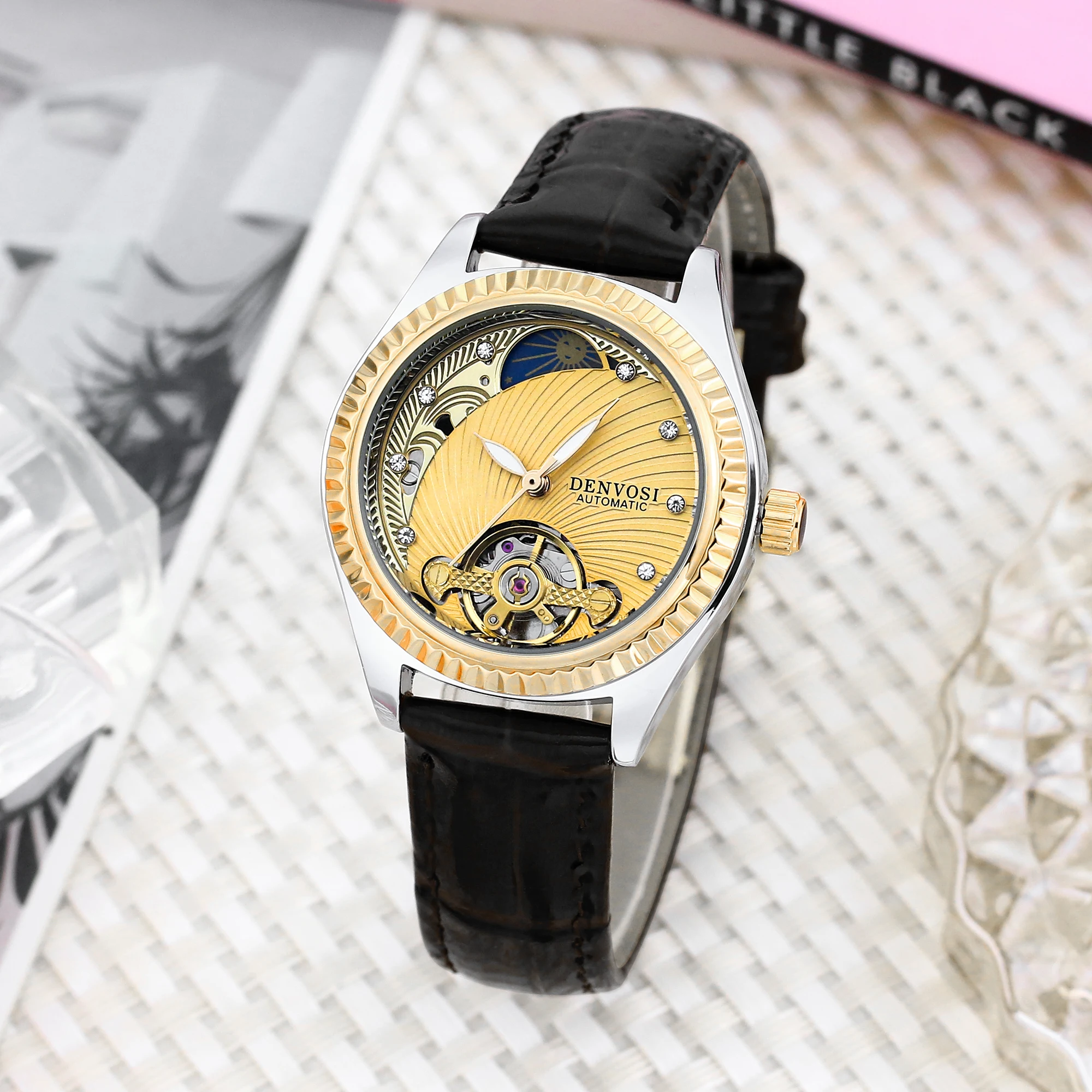 Women's Luxury Luminous Leather Watch - Automatic, Mechanical, & Waterproof Design