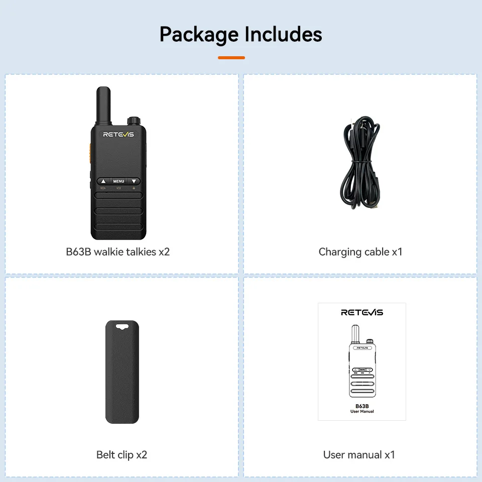 Retevis B3B B63B 15 mm ultradünnes Mini-Walkie-Talkie Typ C Charge VOX Walkie-Talkies PMR446 Professionelles tragbares Funkgerät – Detail 11