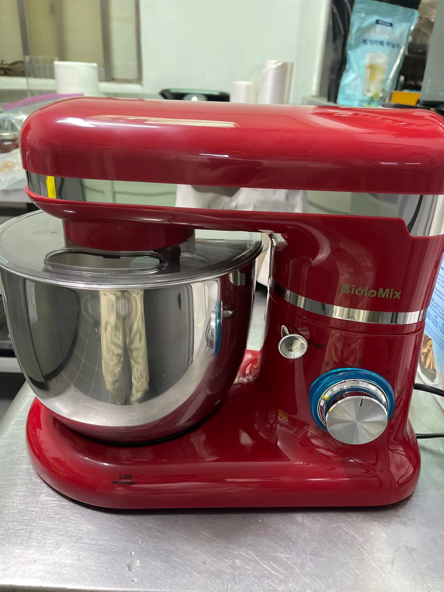 【極美品】スタンドミキサー　BioloMix BM-785LB レッド Biolomix-ステンレス鋼のミキサースタンド,6スピード,キッチン