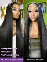 Pre Cut No Glue 13x4 Bone Straight Glueless Wig Human Hair Ready To Wear Brazilian Lace Front Closure Wigs For Women Preplucked 2