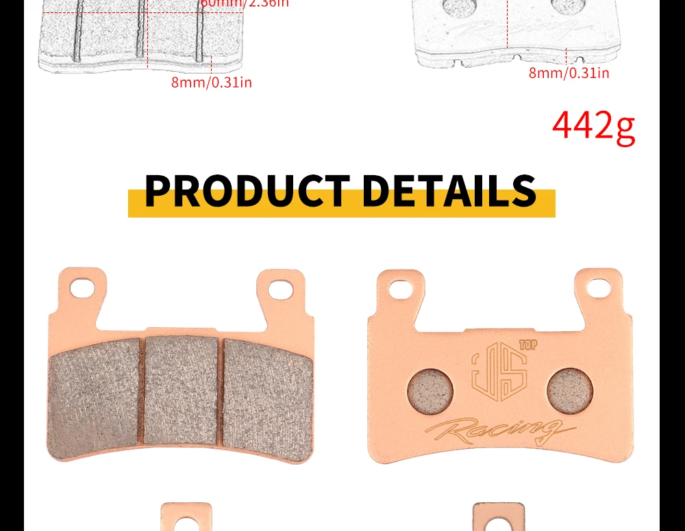 JSRAOIMG Kupfer Gesinterte Für BENDA BD 300 BD300 ASURA400 BD400-3 ROCK BD300-15 Vorne Hinten Bremsbeläge TCS Motorrad Zubehör FA296HH – Detail 22