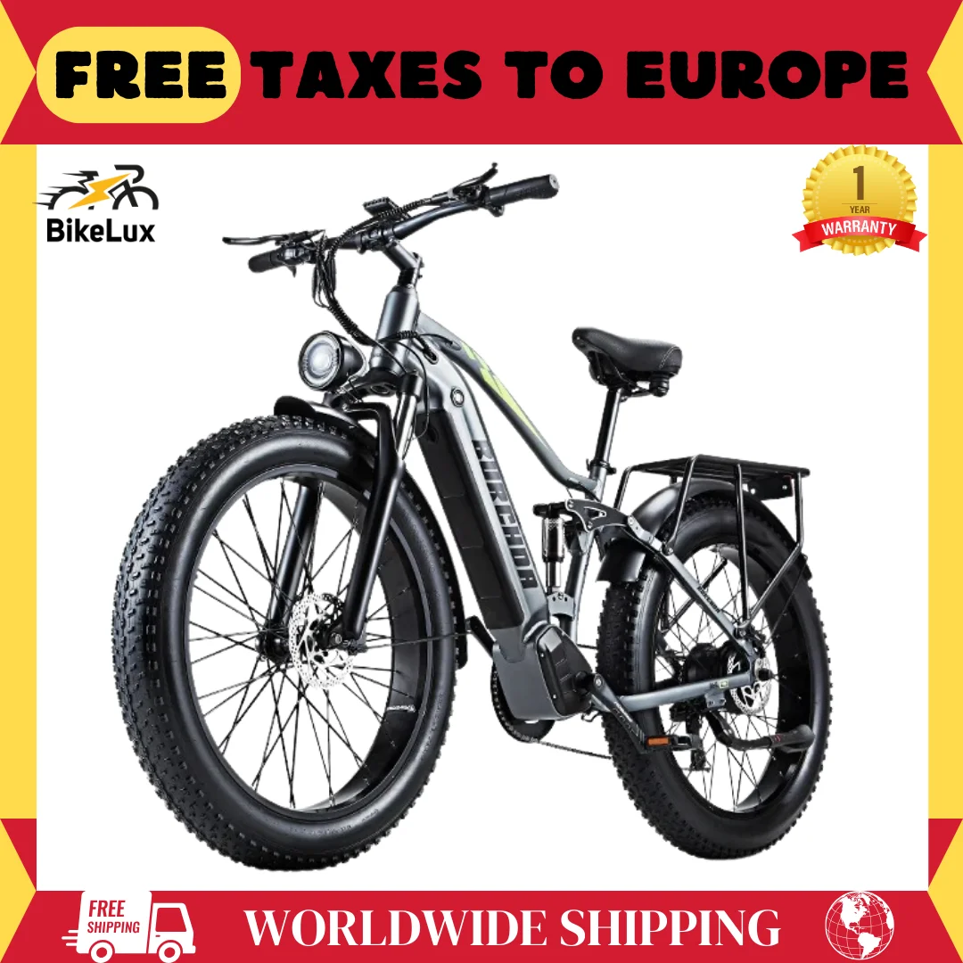 

BURCHDA RX80 Electric Bike 1000W Motor Adults 48V17.5AH Electric Bicycle 26 Inch 4.0 Fat Tires Snow Mountain Bike MTB OFF-Road