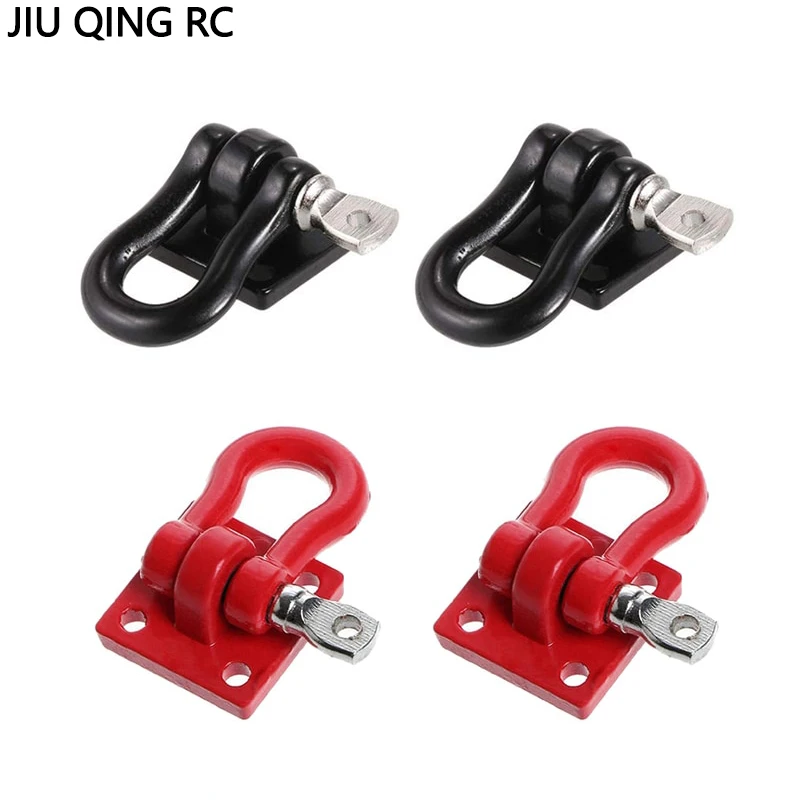 

2 Pcs Metal Climbing Trailer Hitch Hook Winch Shackle For 1/10 Scale RC Crawler Truck D90 SCX10 Red Black Accessories