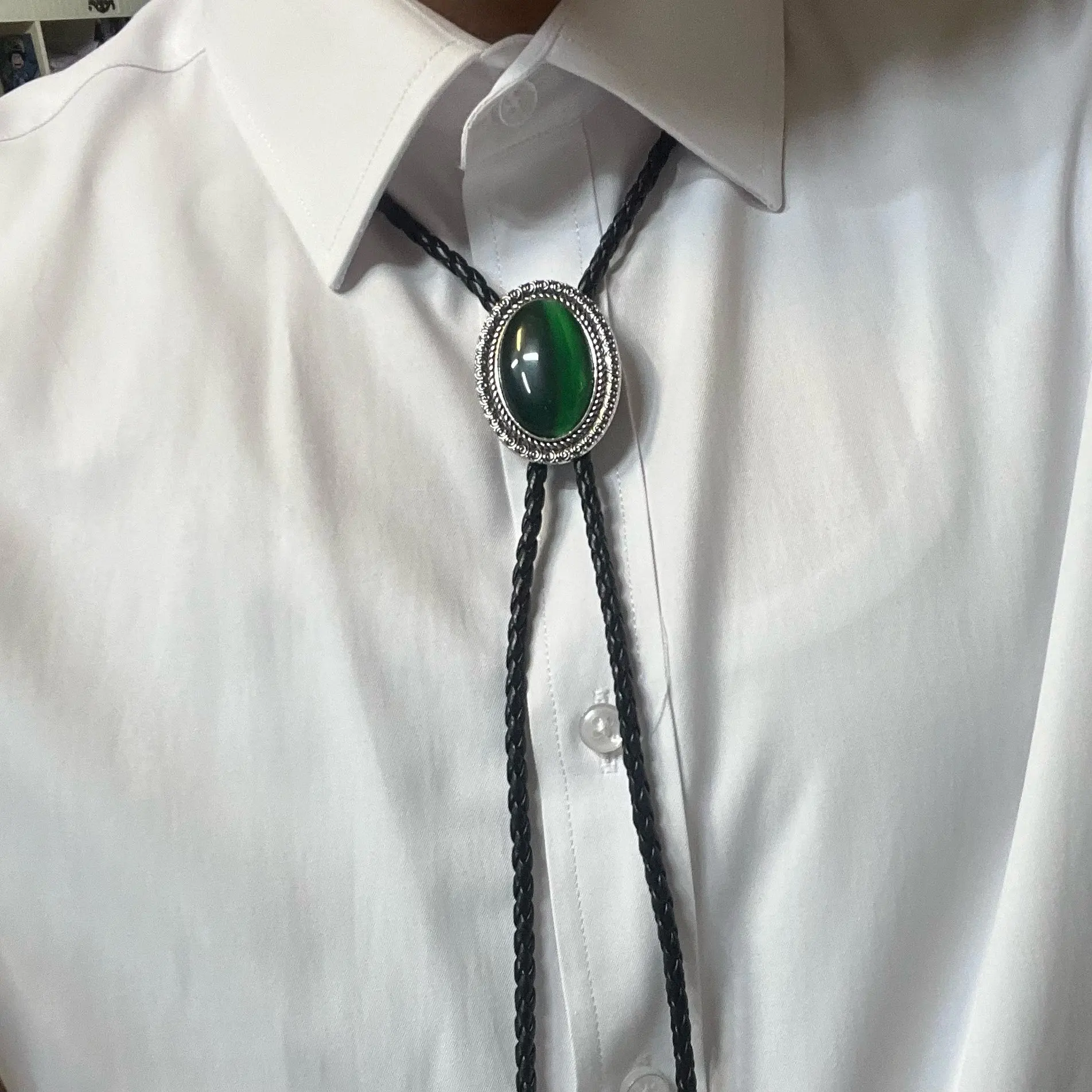 Agate Time Gem bolo tie retro shirt chain bolo collar rope leather necklace tie photo review